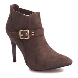 Bottines À Talons Hauts En Daim PK097 Kaki multicolore vert