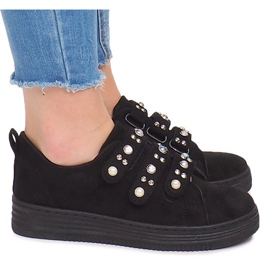 Baskets Avec Velcro Perles 16-581 Noir