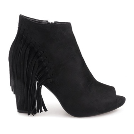 Bottes à bout ouvert sur un poteau 1526-1 Noir