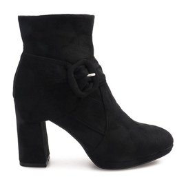 Bottines En Daim Sur Un Poteau Noir LS5006 le noir