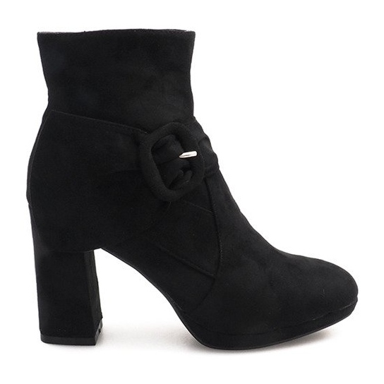 Bottines En Daim Sur Un Poteau Noir LS5006 le noir
