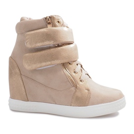 Baskets en daim beige avec velcro Amelia