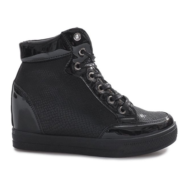Baskets laquées noires sur le compensé Snake le noir