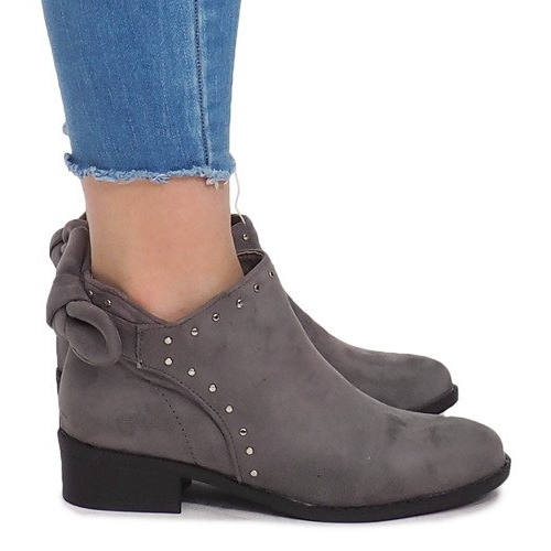 Bottes En Daim Avec Fermeture Éclair LL230 Gris