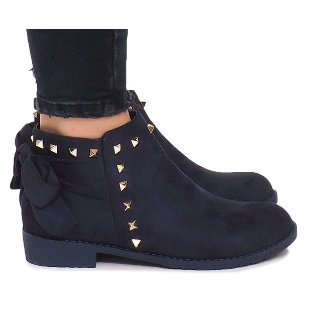Bottines en daim à fermeture éclair LL-168 Bleu marine