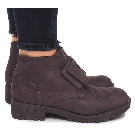 Bottines et Nœuds en Daim FA162 Gris