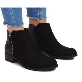 Bottines en daim avec fermeture éclair M49-6 Noir le noir