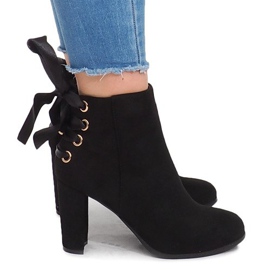 Bottes À Talons Avec Nœud A852 Noir le noir