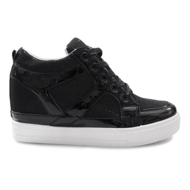 Baskets compensées noires Lucienne le noir