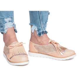 Mocassins roses ajourés à franges Pamole