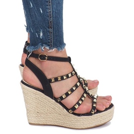 Sandales compensées noires des espadrilles Mood le noir