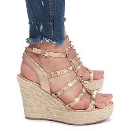 Sandales compensées champagne Espadrilles Mood d'or Sandales compensées champagne Espadrilles Mood d'or