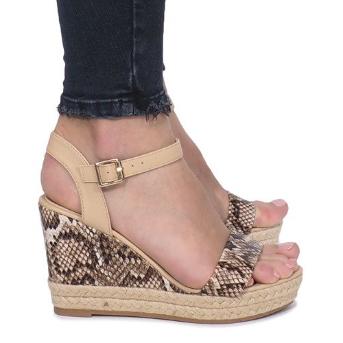 Sandales compensées beiges Espadrilles Busy