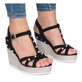 Sandales compensées noires espadrilles Chillin