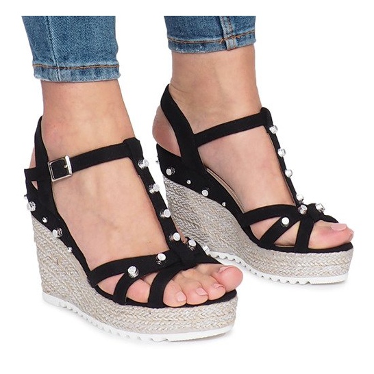 Sandales compensées noires espadrilles Chillin le noir