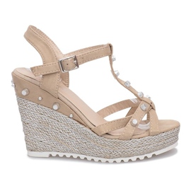 Sandales compensées beiges Espadrilles Chillin