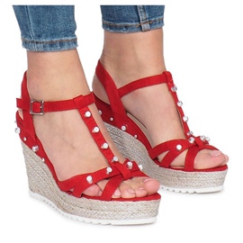 Sandales compensées rouges Espadrilles Chillin