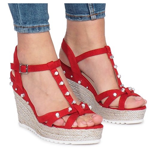 Sandales compensées rouges Espadrilles Chillin