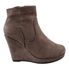Bottines En Daim Sur Compensée 122D Marron brun Bottines En Daim Sur Compensée 122D Marron brun