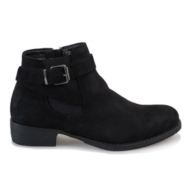 Bottines à talons en daim noir Y-002 le noir