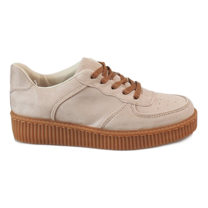 Creepers à lacets beiges 7-K3568B