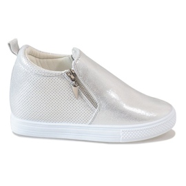 Sneakers ajourées argentées sur le coin DD383-2 gris Sneakers ajourées argentées sur le coin DD383-2 gris