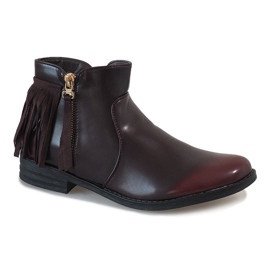 Bottes en cuir verni bordeaux A2643-45 rouge