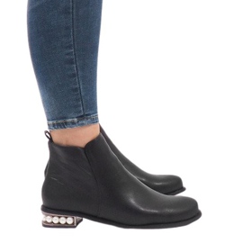 LEI-189 bottes noires avec perles le noir
