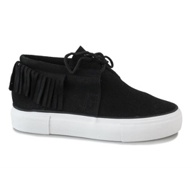 Creepers noirs à franges bohèmes A-63