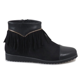 Bottines noires à franges de boho TL-19 le noir
