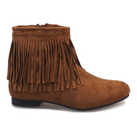 Bottines camel à franges boho LM-656 brun
