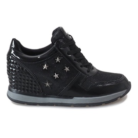 Baskets compensées noires à étoiles BM1915-3 le noir