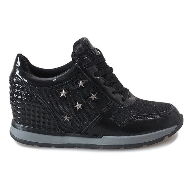 Baskets compensées noires à étoiles BM1915-3 le noir