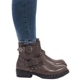 Boots kaki à fermoirs et sequins A8018 multicolore vert