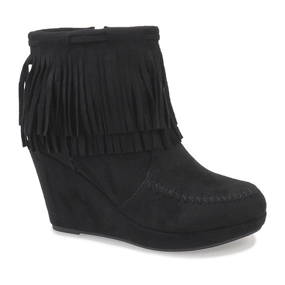 Bottines en daim noir boho LM-653 le noir
