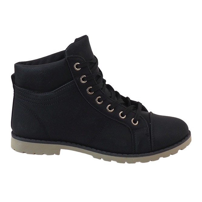 Bottines noires à lacets BK-77 le noir