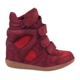 Baskets compensées bordeaux H6601-45 rouge