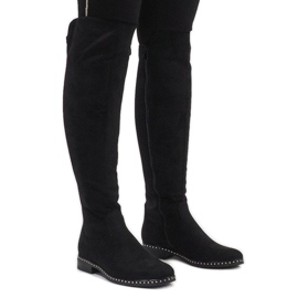 Bottines en daim noir avec clous H305