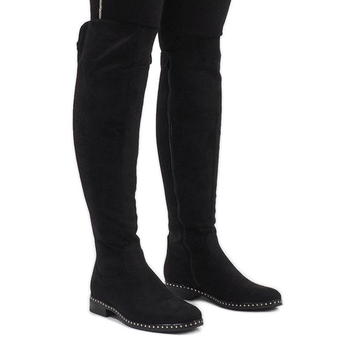 Bottines en daim noir avec clous H305 le noir