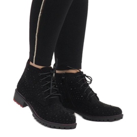 Bottines en daim noir à sequins 1013 le noir