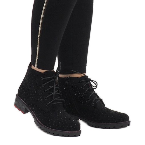 Bottines en daim noir à sequins 1013 le noir