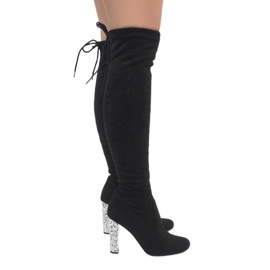 Boots en daim noir sur un poteau diamant BM177 le noir