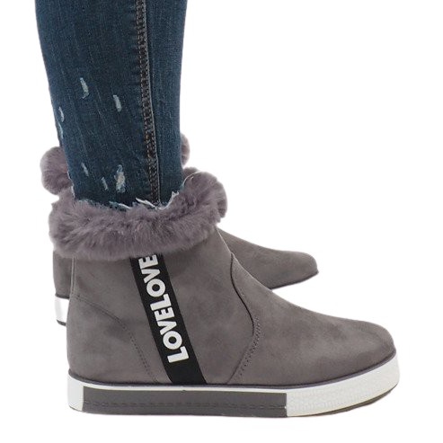 Boots en daim grises fourrées NB252P-2