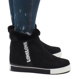 Bottines en daim noir fourrées NB252P-1 le noir