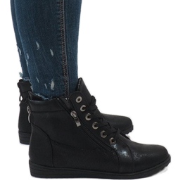 Bottines noires à lacets R44L-2