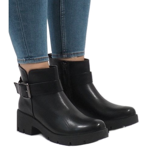 Bottines à talons pour femmes noires 7618-PA le noir