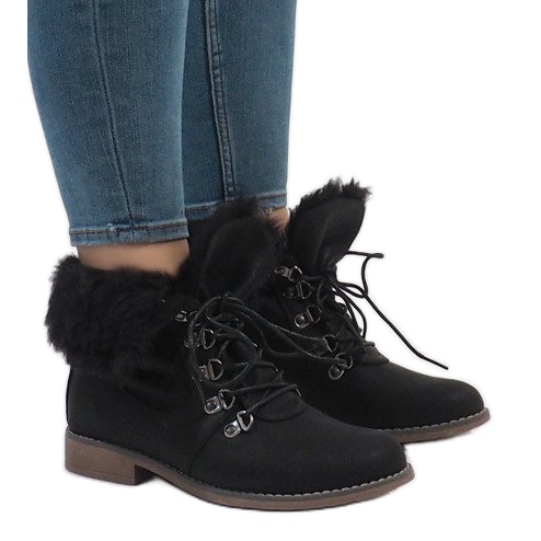Bottes en fourrure isolées noires B9816-KB le noir