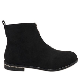 Bottines en daim noir avec une fermeture éclair LL6300