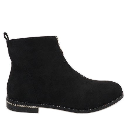 Bottines en daim noir avec une fermeture éclair LL6300 le noir