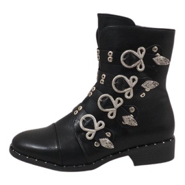 Bottes noires à boucles 7163-PA